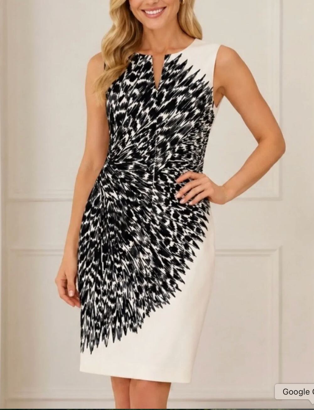 Milly Cady Brushstroke Feather-Print Sheath Dress Sz 2